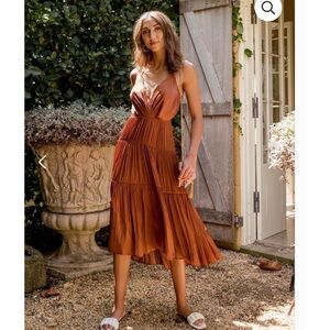 NWT SHEIKE WOMENS CASCADE MIDI DRESS COPPER SIZE 16